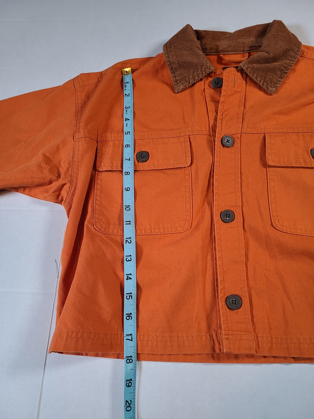 wild fable Cute Orange Cropped Utility Jean Jacket With Corduroy Collar Size XS - Picture 9 of 12